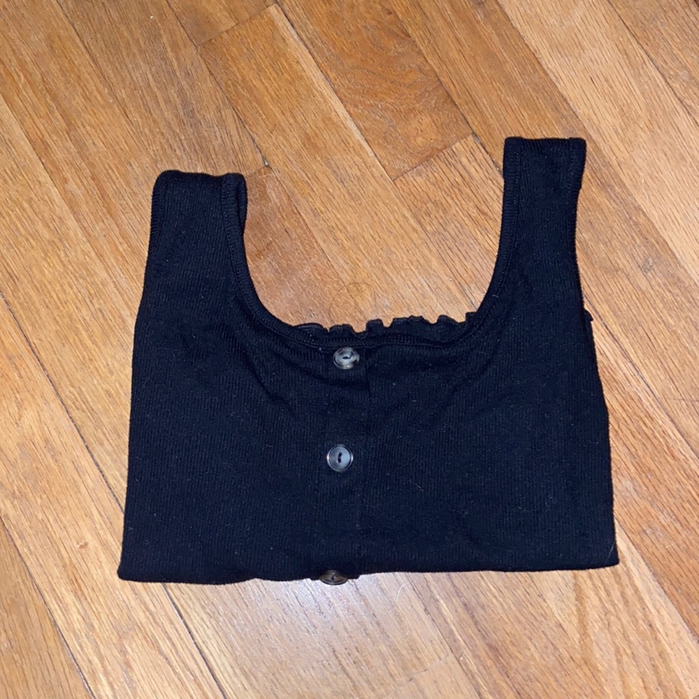 Black Crop Top with Buttons